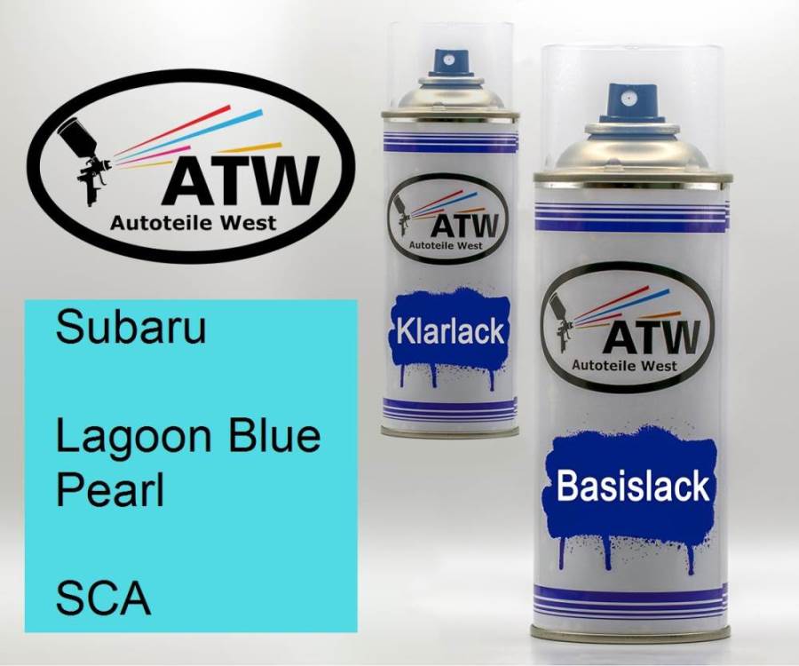 Subaru, Lagoon Blue Pearl, SCA: 400ml Sprühdose + 400ml Klarlack - Set, von ATW Autoteile West.